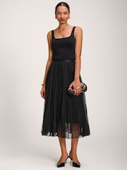 Jolie Moi Plain Crinkle Mesh Midi Skirt - Imagem 5 de 6