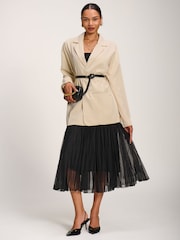 Jolie Moi Plain Crinkle Mesh Midi Skirt - Imagem 6 de 6