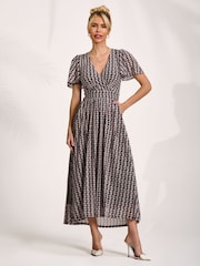 Jolie Moi Black Mesh Angel Sleeve Midaxi Dress - Image 1 of 6