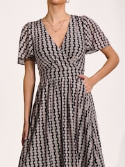 Jolie Moi Black Mesh Angel Sleeve Midaxi Dress - Image 3 of 6