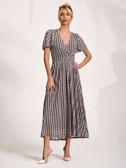 Jolie Moi Black Mesh Angel Sleeve Midaxi Dress - Image 5 of 6