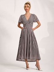 Jolie Moi Black Mesh Angel Sleeve Midaxi Dress - Image 6 of 6