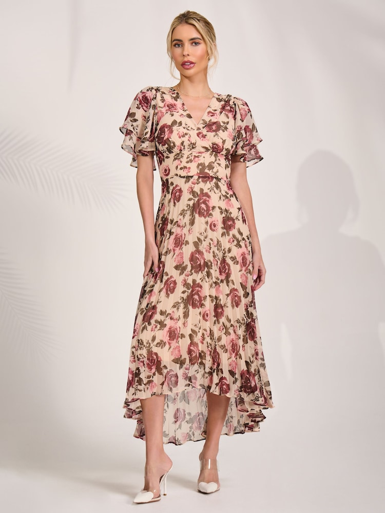 乳白色 - Jolie Moi Chiffon Angel Sleeve Midaxi Dress - 圖片 1/6