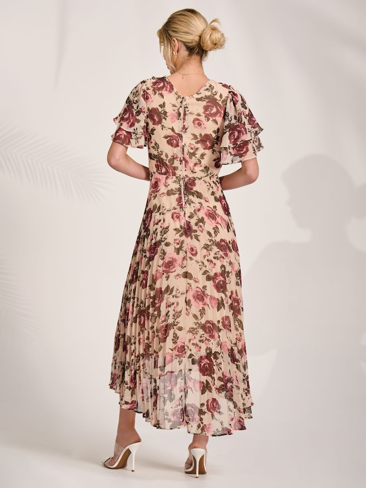 乳白色 - Jolie Moi Chiffon Angel Sleeve Midaxi Dress - 圖片 2/6