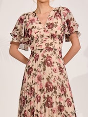 乳白色 - Jolie Moi Chiffon Angel Sleeve Midaxi Dress - 圖片 3/6