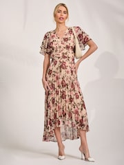 乳白色 - Jolie Moi Chiffon Angel Sleeve Midaxi Dress - 圖片 4/6
