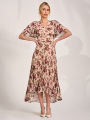 乳白色 - Jolie Moi Chiffon Angel Sleeve Midaxi Dress - 圖片 5/6