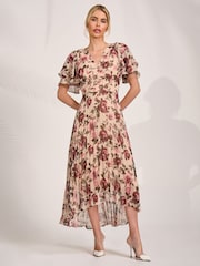 乳白色 - Jolie Moi Chiffon Angel Sleeve Midaxi Dress - 圖片 6/6