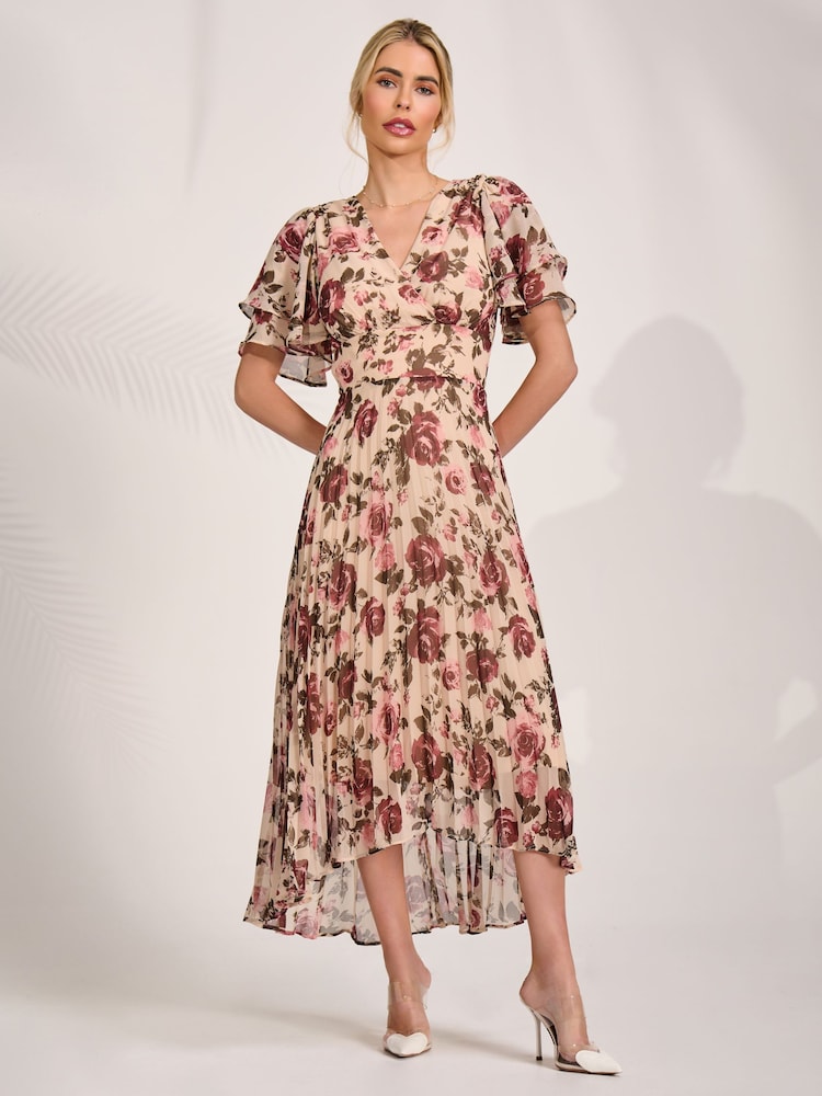 乳白色 - Jolie Moi Chiffon Angel Sleeve Midaxi Dress - 圖片 6/6