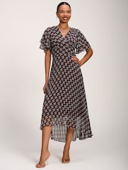 棕色 - Jolie Moi Chiffon Angel Sleeve Midaxi Dress - 圖片 1/6