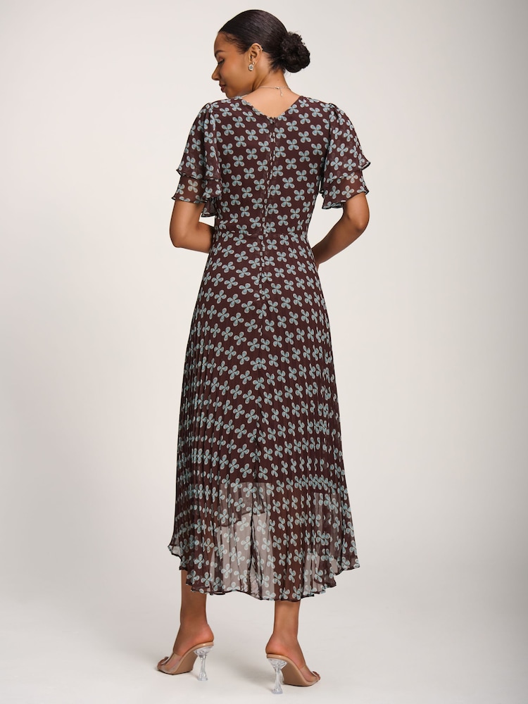 棕色 - Jolie Moi Chiffon Angel Sleeve Midaxi Dress - 圖片 2/6
