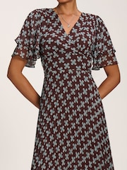 棕色 - Jolie Moi Chiffon Angel Sleeve Midaxi Dress - 圖片 3/6
