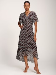 棕色 - Jolie Moi Chiffon Angel Sleeve Midaxi Dress - 圖片 5/6