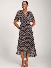 棕色 - Jolie Moi Chiffon Angel Sleeve Midaxi Dress - 圖片 6/6
