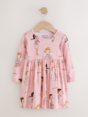 Pink Fairy Bunny Long Sleeve Ribbed Dress (3mths-7yrs) - Image 1 of 4