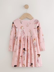 Pink Fairy Bunny Long Sleeve Ribbed Dress (3mths-7yrs) - Image 2 of 4