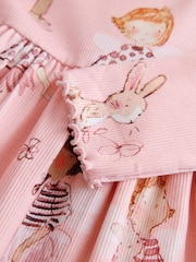 Pink Fairy Bunny Long Sleeve Ribbed Dress (3mths-7yrs) - Image 3 of 4