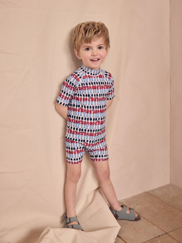Red/Blue Cath Kidston Sunsafe All-In-One Swimsuit (3mths-7yrs) - Image 1 of 7