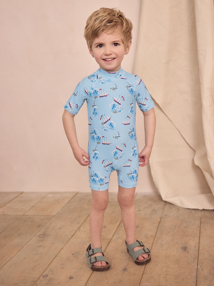 Blue Cath Kidston Sunsafe All-In-One Swimsuit (3mths-7yrs) - Image 1 of 8