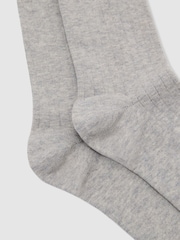 Marl gris - Chaussettes Reiss Felicia côtelées en coton mélangé - Image 2 de 3