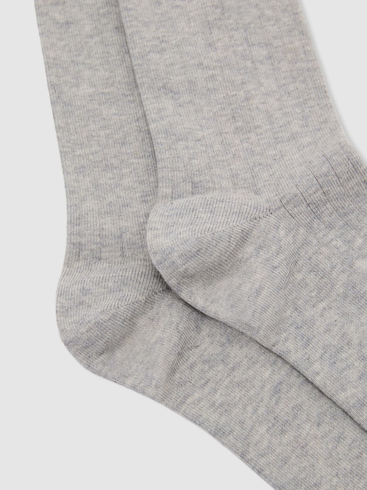 Marl gris - Chaussettes Reiss Felicia côtelées en coton mélangé - Image 2 de 3