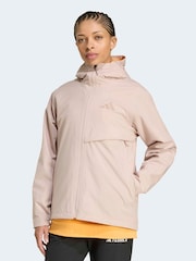 adidas Taupe Brown Multi 2-Layer Climaproof Rain Jacket - Image 1 of 7