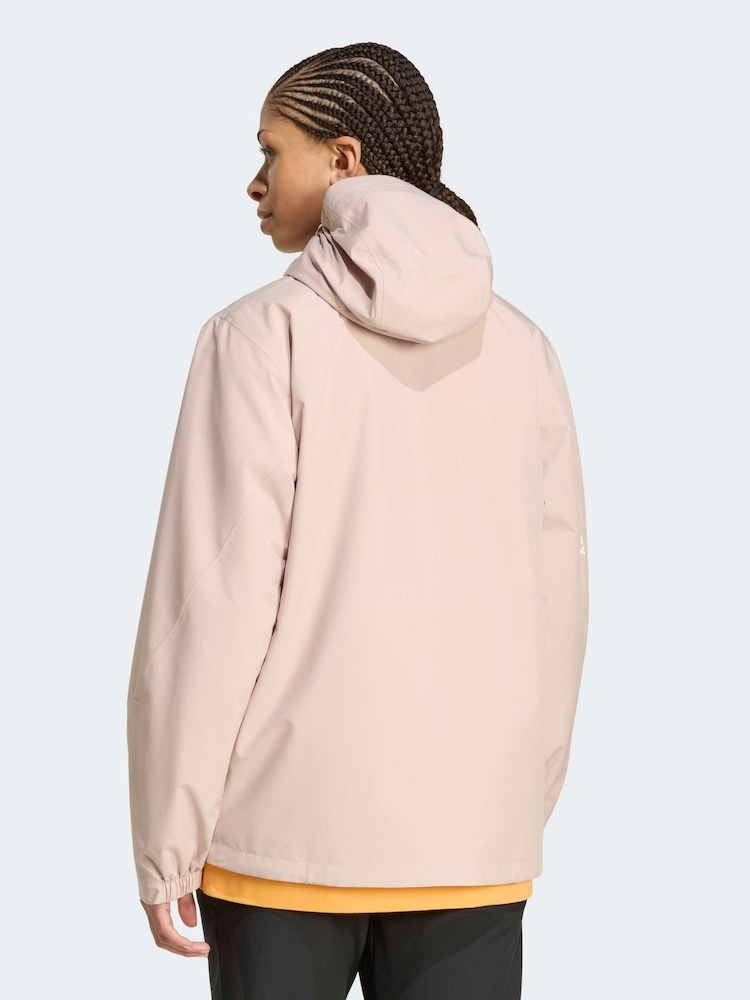 adidas Taupe Brown Multi 2-Layer Climaproof Rain Jacket - Image 2 of 7