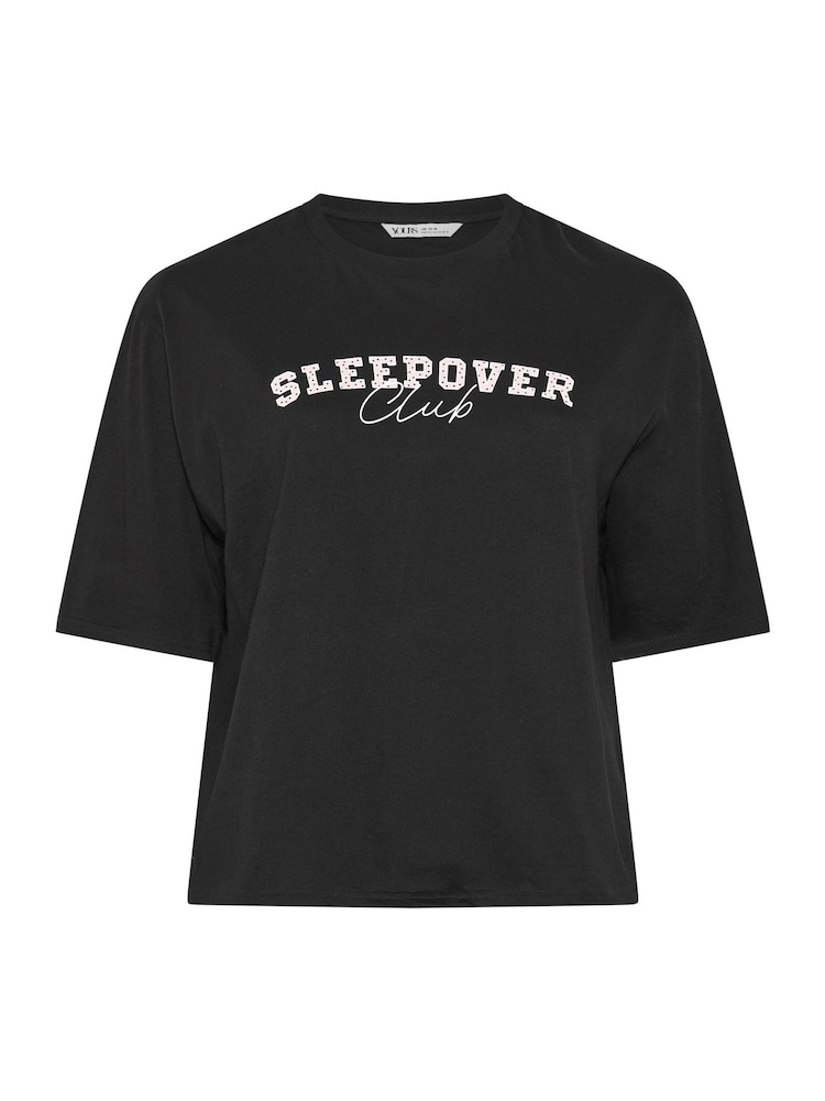 Yours Curve Black Sleepover Club Sleep T Shirt - Image 6 of 6 Yours Curve Black Sleepover Club Sleep T Shirt - Image 6 of 6