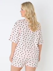 Yours Curve Pink Polka Dot Sleep T-Shirt Top - Image 3 of 5