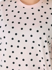 Yours Curve Pink Polka Dot Sleep T-Shirt Top - Image 4 of 5