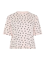 Yours Curve Pink Polka Dot Sleep T-Shirt Top - Image 5 of 5
