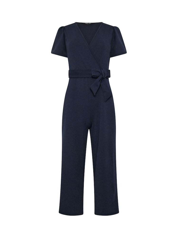 M&Co Blue Petite Cropped Tie Waist Jumpsuit - Image 5 of 5 M&Co Blue Petite Cropped Tie Waist Jumpsuit - Image 5 of 5