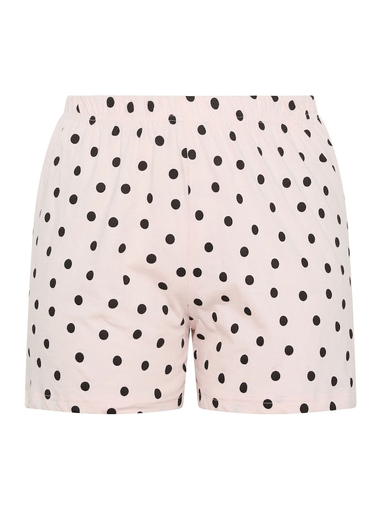 Yours Curve Pink Polka Dot Pyjama Shorts - Image 5 of 5