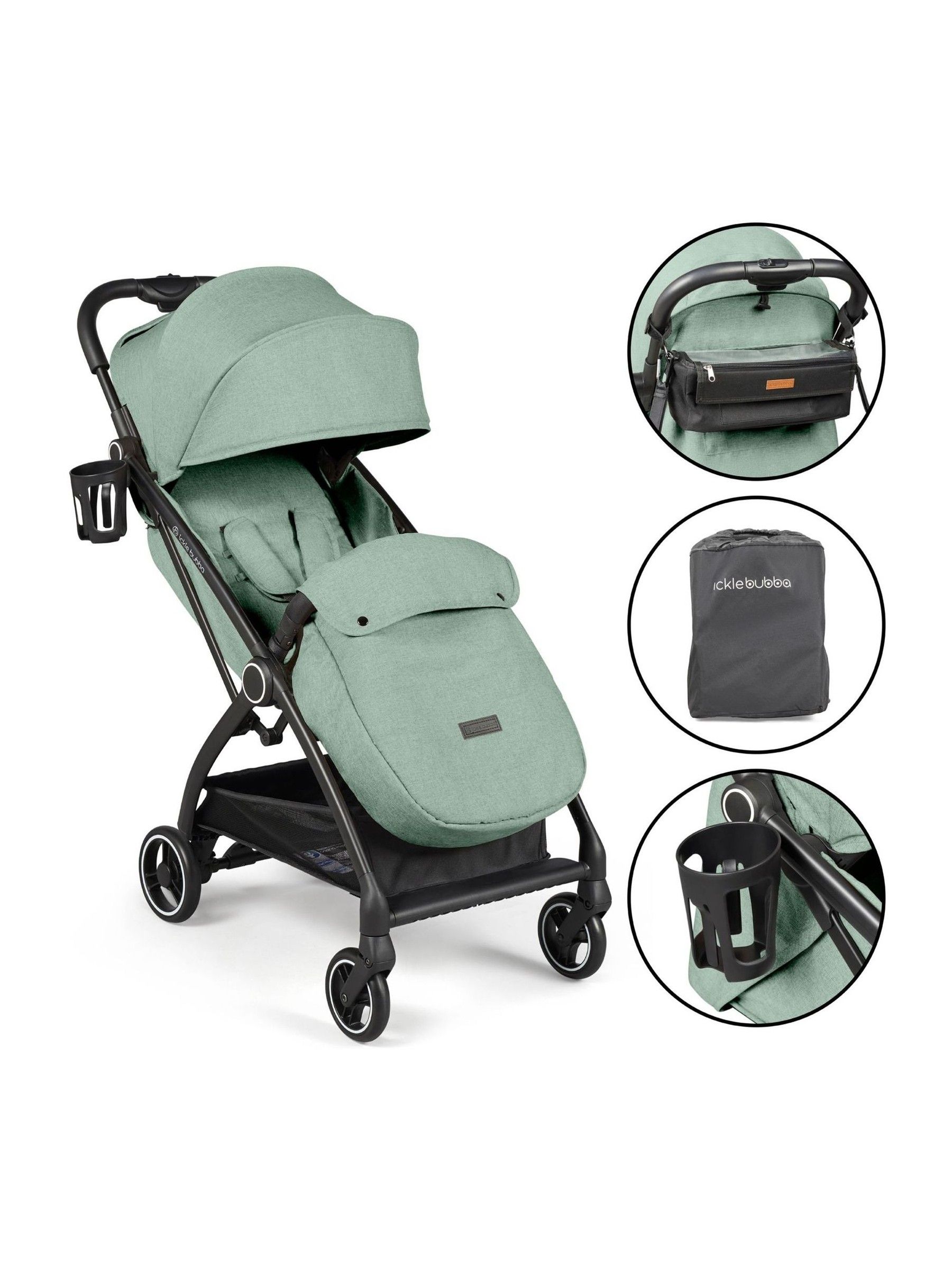 Ickle Bubba Newborn Aries Autofold Stroller - Prime - Sage Green - one - Image 4