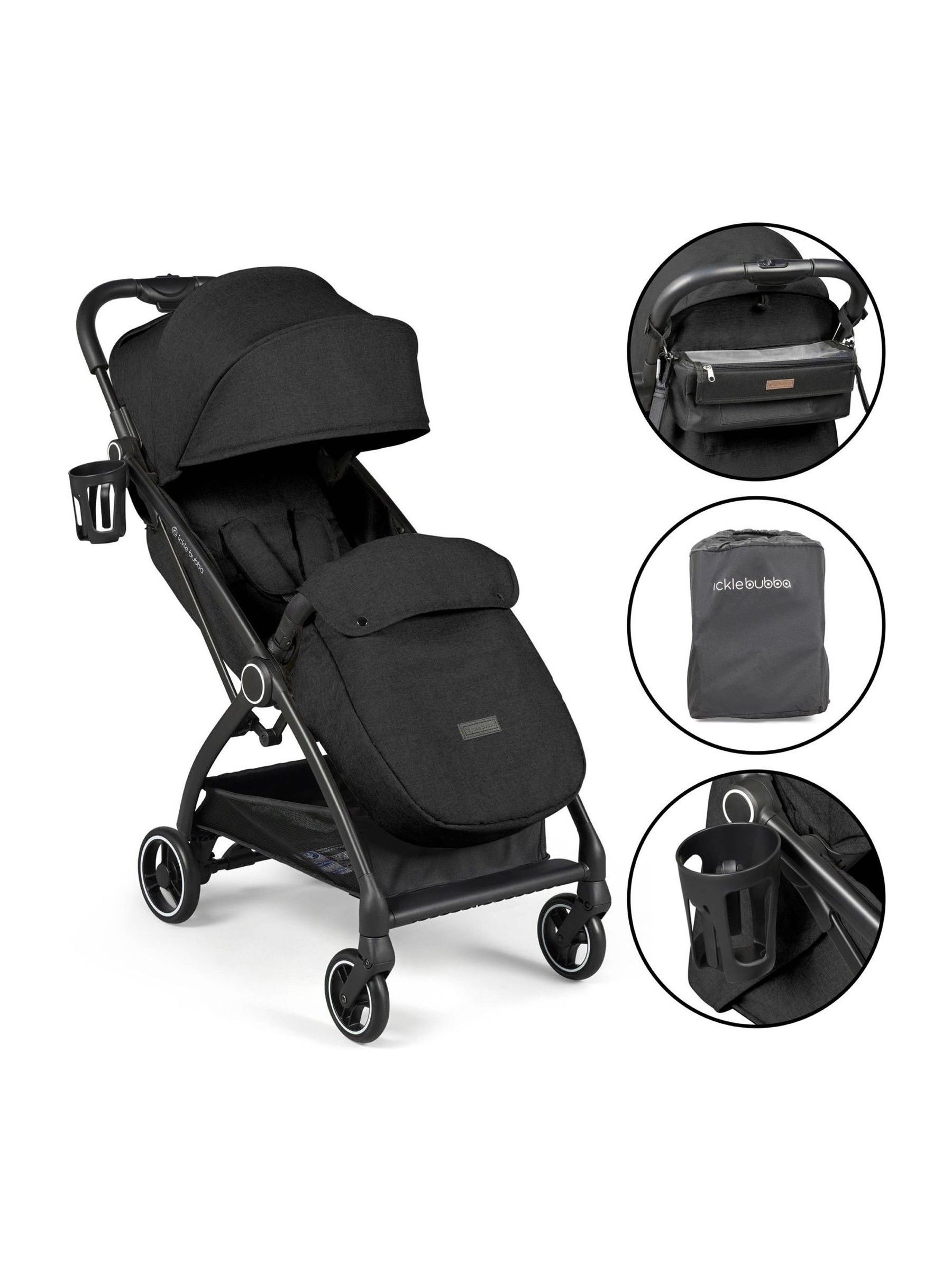 Ickle Bubba Newborn Aries Autofold Stroller - Prime - Black - one - Image 4