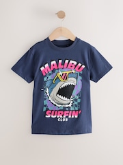 Blau/Rosa, Sommer-Prints - Kurzarm-T-Shirts mit Grafik in normaler Passform aus 100 % Baumwolle im 3er-Pack (3–16 Jahre) - Bild 2 von 8