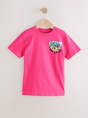 Blau/Rosa, Sommer-Prints - Kurzarm-T-Shirts mit Grafik in normaler Passform aus 100 % Baumwolle im 3er-Pack (3–16 Jahre) - Bild 4 von 8