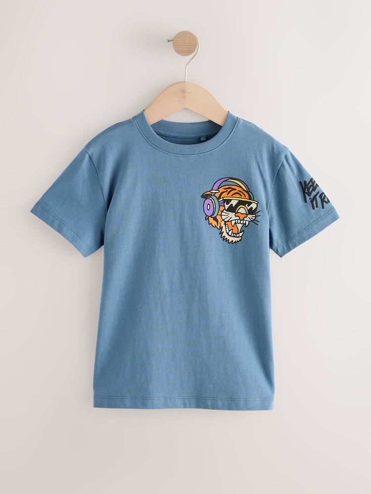 Animaux d’été bleus/roses - Coupe classique Graphic Courts Manches  100T-shirt % coton 3 Lot de (3-16ans) - Image 6 of 8