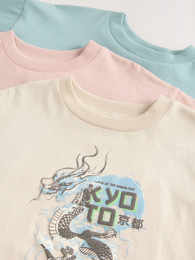 Sivo-modra japonka - Sproščen kroj z grafiko potisk; vzorec kratek rokav; s kratkimi rokavi majica 3 Pack (3-16yrs) - Slika 3 iz 3 Sivo-modra japonka - Sproščen kroj z grafiko potisk; vzorec kratek rokav; s kratkimi rokavi majica 3 Pack (3-16yrs) - Slika 3 iz 3