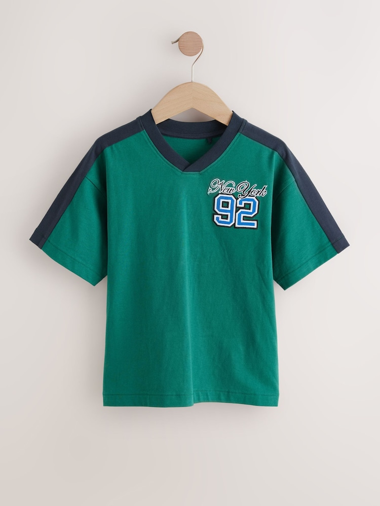 Blue/Green Embroidery Sports Relaxed Fit Graphic Print Short Sleeve 100% Cotton T-Shirts 3 Pack (3-16yrs) - Image 2 of 7