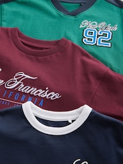 Blue/Green Embroidery Sports Relaxed Fit Graphic Print Short Sleeve 100% Cotton T-Shirts 3 Pack (3-16yrs) - Image 6 of 7