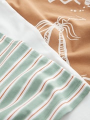 Rouille/Blanc/Rayure Palm - Relaxed Fit Graphic Print Short Sleeve 100% Cotton T-Shirts 3 Pack (3-16yrs) - Image 3 de 3
