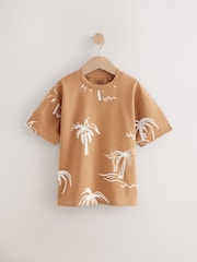 Rust/White/Stripe Palm Relaxed Fit Graphic Print Short Sleeve T-Shirts 3 Pack (3-16yrs) - Image 4 of 7