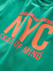 Fluro Coral/ Blue/ Green Skate Relaxed Fit Graphic Print Short Sleeve T-Shirts 3 Pack (3-16yrs) - Image 9 of 10