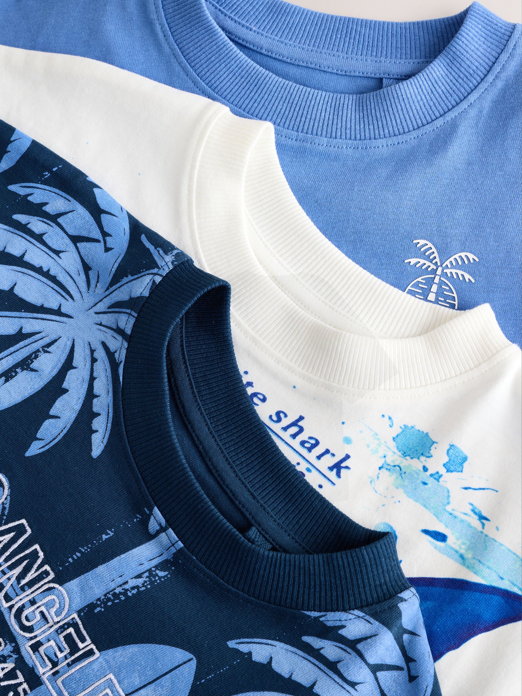 NautySaurs Set Van 4 T-shirts Voor Jongens - Met Dinosaurus, Haai, Graafmachine Print | Katoen Korte Mouwen (2-6 Jaar)