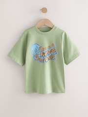 Blue/White/Green Dino Relaxed Fit Graphic Print Short Sleeve 100% Cotton T-Shirts 3 Pack (3-16yrs) - Image 5 of 7