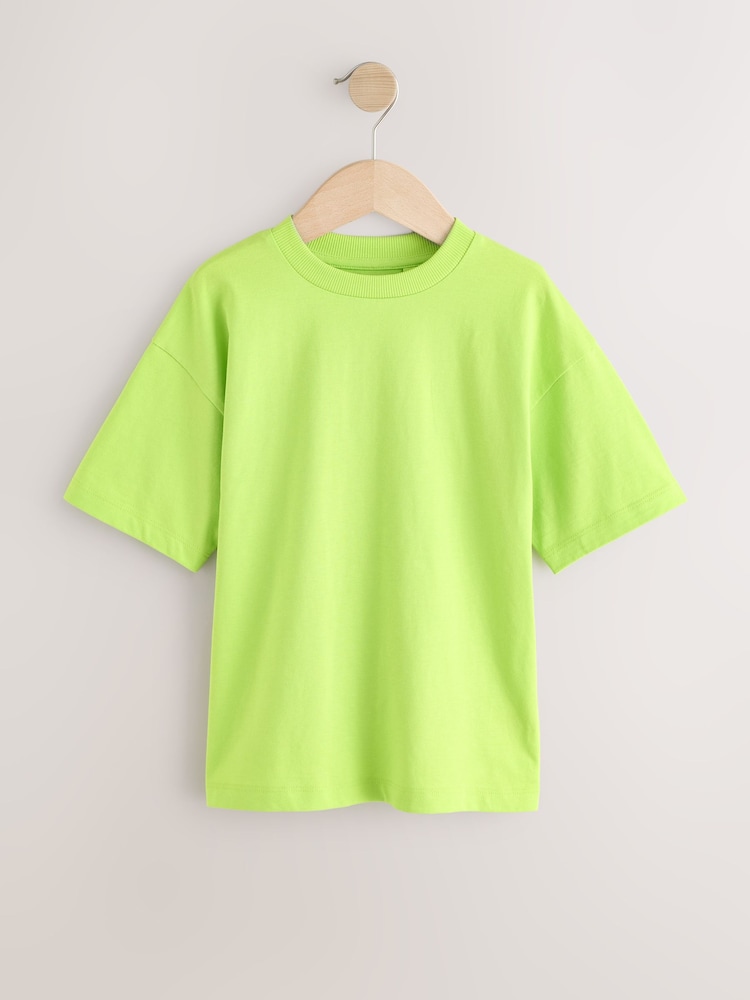 Bleu/vert/corail/violet - Fluro Relaxed Fit Short Sleeve T-Shirts 4 Pack (3-16yrs) - Image 2 of 8