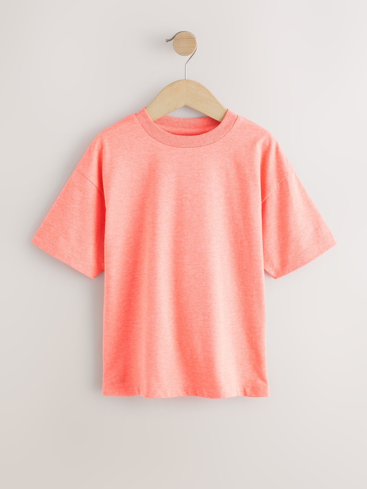 Bleu/vert/corail/violet - Fluro Relaxed Fit Short Sleeve T-Shirts 4 Pack (3-16yrs) - Image 5 of 8