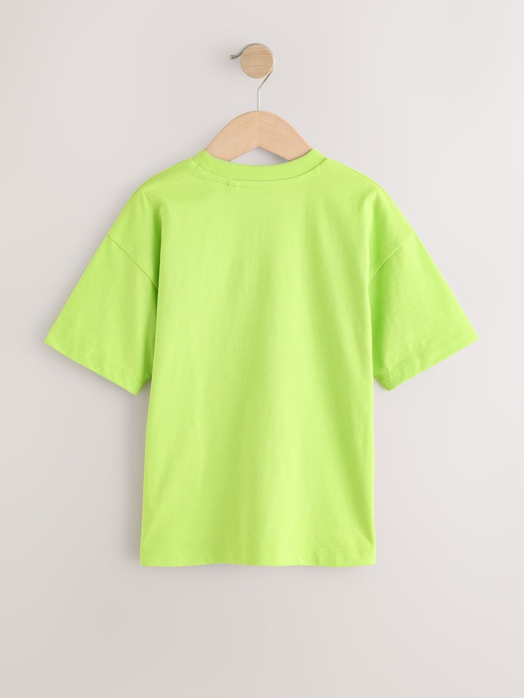 Bleu/vert/corail/violet - Fluro Relaxed Fit Short Sleeve T-Shirts 4 Pack (3-16yrs) - Image 6 of 8