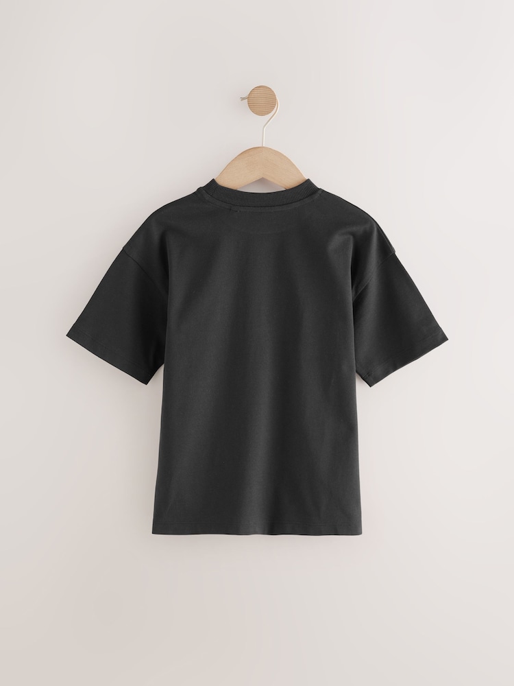 Noir/Blanc/Vert Football - Relaxed Fit Graphic Print Short Sleeve 100% Cotton T-Shirts 3 Pack (3-16yrs) - Image 3 of 7